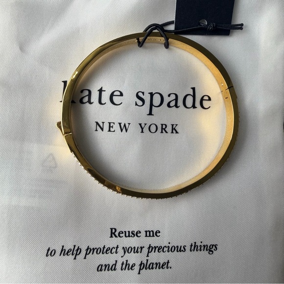 Kate Spade New York gold-tone pavé crystal hinged bangle bracelet - Picture 4 of 6